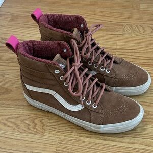 Men / Women's Vans Brown and Pink High-Top Sneakers